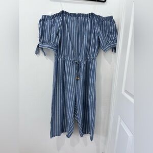 Hint of Blush Women’s Striped Off Shoulder Romper with Elastic Waist - 2x